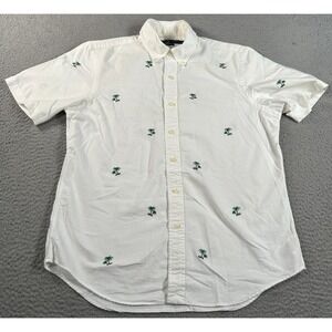 Ralph Lauren Shirt Men Medium White Palm Tree Button Down Classic Aloha Hawaiian